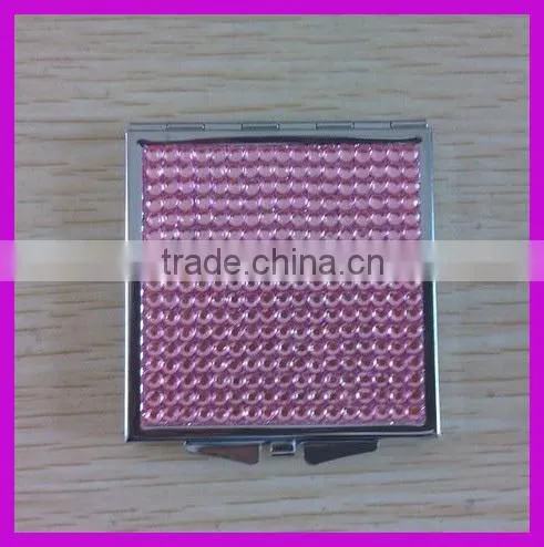 Full Cover Rhinestone Heart Women Folding Pocket Mirror With Keychain photo-2