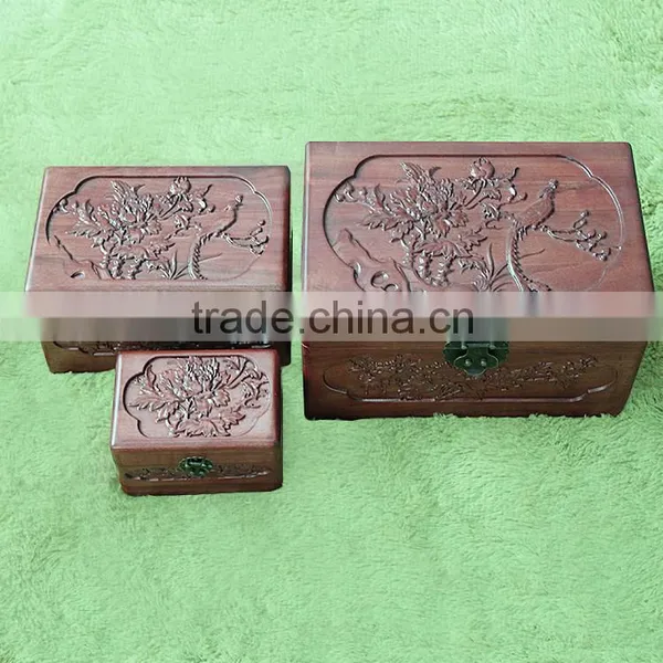 Antique Storage Jewelry Case Carved Wooded Storage Jewelry Box photo-3