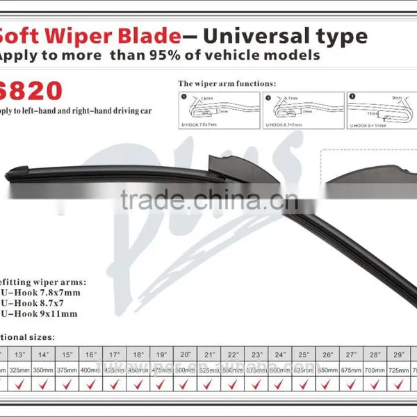 Universal Soft Wiper Blade S820 From 12'' to 30''/Popular Wiper Blade in Turkey photo-2