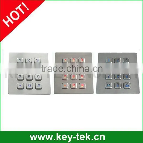 12 Keys Metal Numeric Vandal Proof Illuminated Keypad photo-3