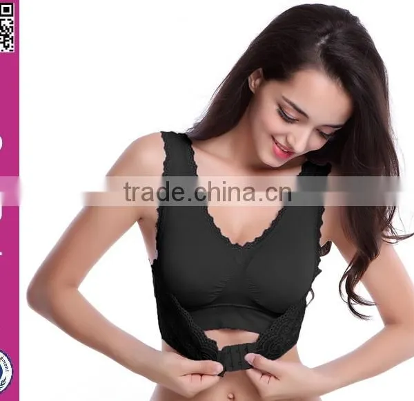 Yoga Fitness Sexy Floral Print Bra With Lace Ham Front photo-3