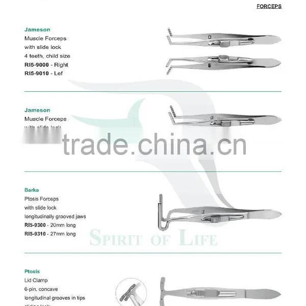Jameson Muscle Forceps With Teeth, Berke Ptosis Forceps With Slide Lock, Ptosis Lid Clamp