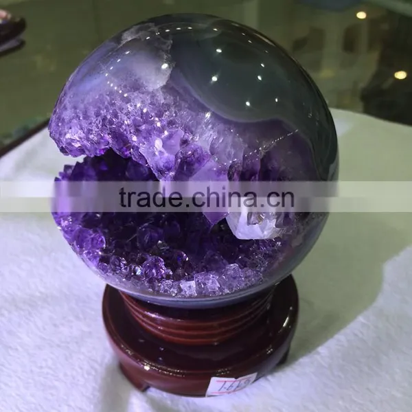 Natural Amethyst Geode Sphere Crystal Ornaments For Sale photo-2