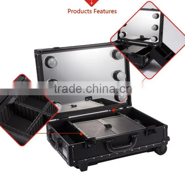 Fashion Folding Portable Pvc Professional Makeup Station With Lights and Mirror photo-4