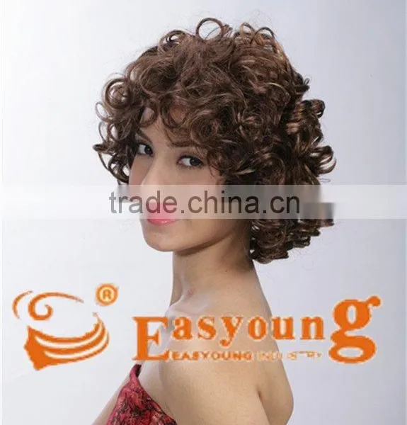 Hand Tied Brown Synthetic Short Lace Front Wig, Front Lace Wig photo-2