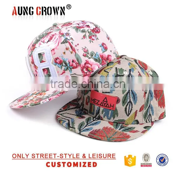 Custom Design 100% Cotton Floral Snapback Cap/Hat photo-5
