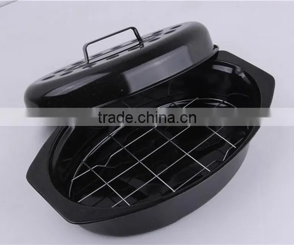 Best Kitchen Tool Oval Enamel Microwave Baking Pan With Lid photo-4