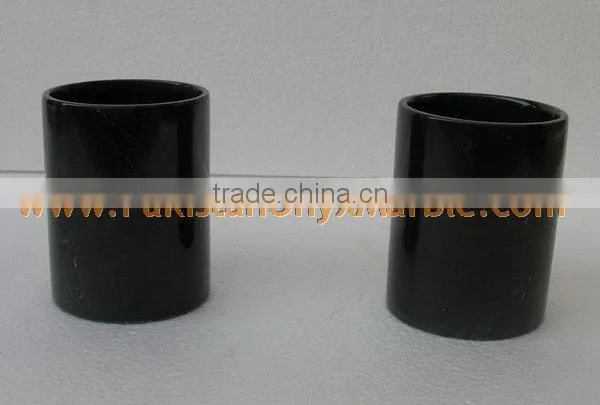 NATURAL JET BLACK MARBLE FLOWER VASES photo-5
