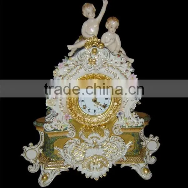 Ancient European Unique Floral Design Ceramic Table Clock, Lovely Kids Play Around Desk Clock, Ceramic Enamel Decorative Art photo-6