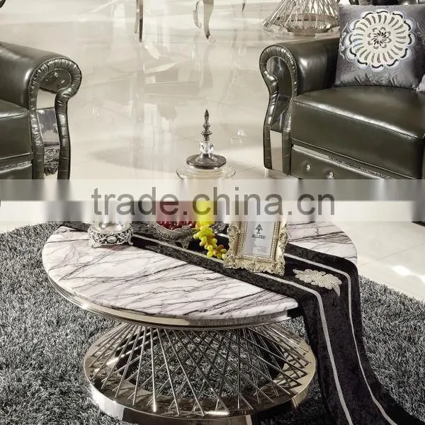 C381 Living Room Stainless Steel Marble Coffee Table photo-2