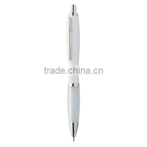 Popular White Promotional Pen With Coloured Rubber Grip Ans Shiny Chrome Parts photo-2
