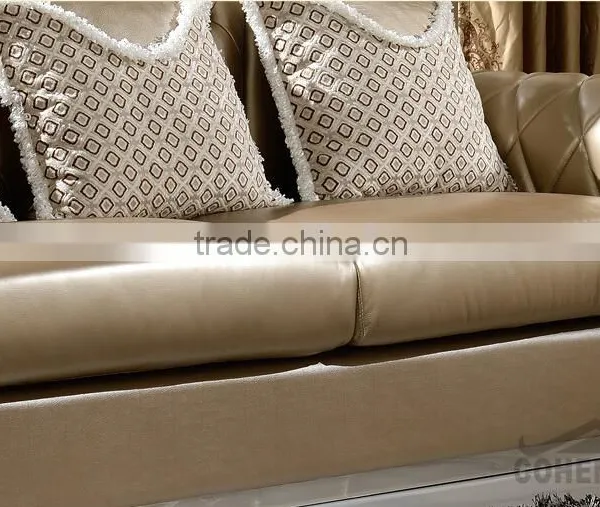 SF017 2+3 Champagne Leather Sofa Furniture Set With Crystal Button 2015 New Arrival photo-4