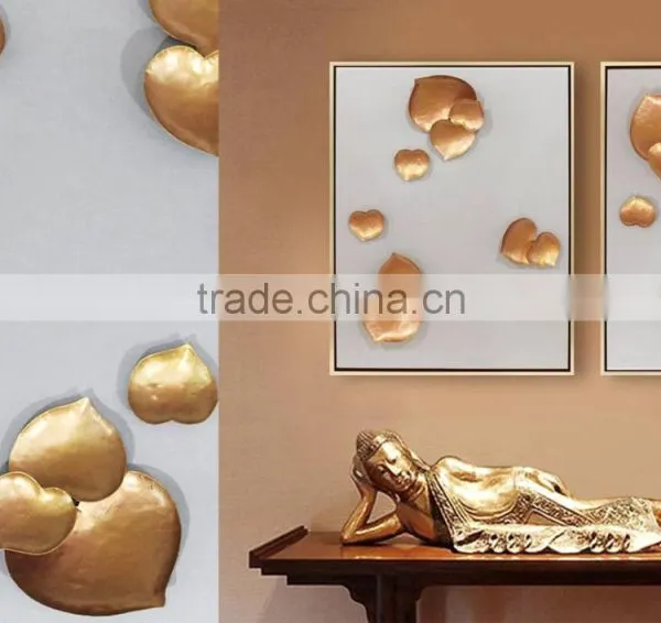 Framed Handmade Ardently Golden Heart Living Room Art photo-2