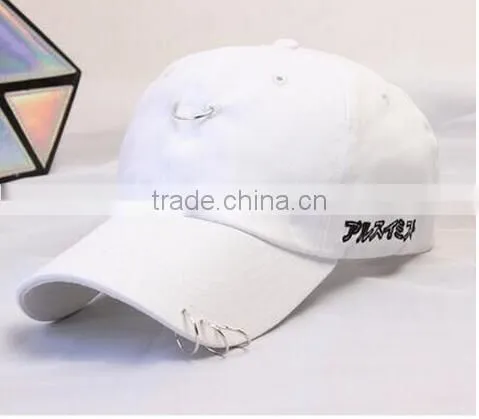 Clearance Sale Hip Hop Unisex Solid Ring Safety Pin Curved Hats Baseball Cap Men Women Snapback Caps Sport Casquette photo-3