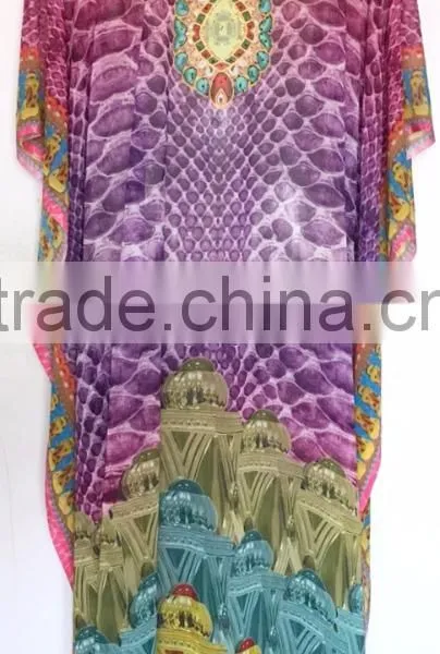 DIGITAL Print Georgette Crystal Embellish Kaftan CAFTAN Tunic Poncho Blouse photo-3