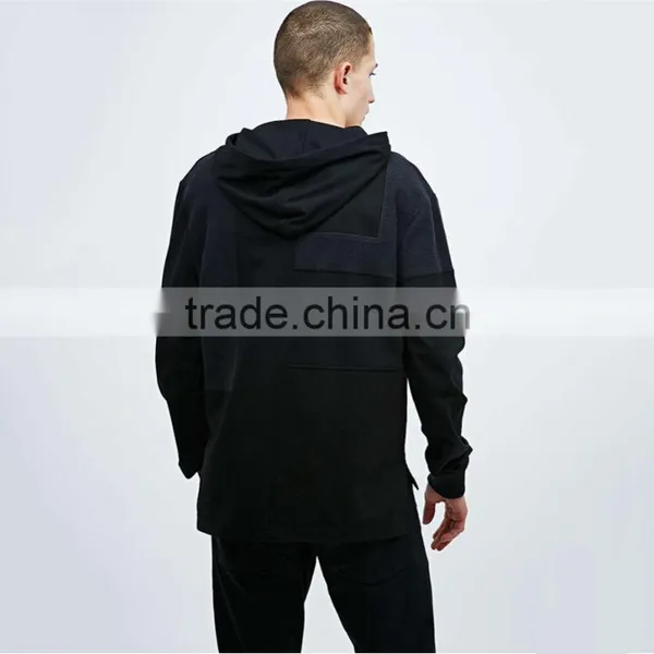 Oversized Pullover Hoody Black and Grey Combination Hoodie Hoodies Blank photo-3