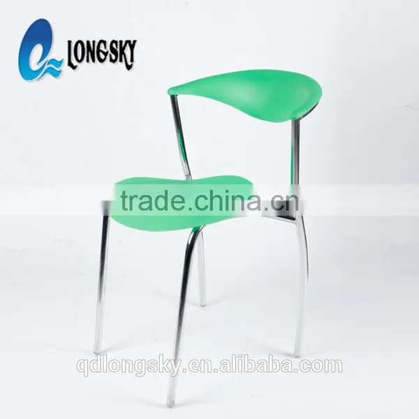 LS-4026A Plastic Blue Dining Chair Hotel Furniture Manufacturer in China Best Selling Iron Frame Blue Plastic Chair With Armrest photo-2