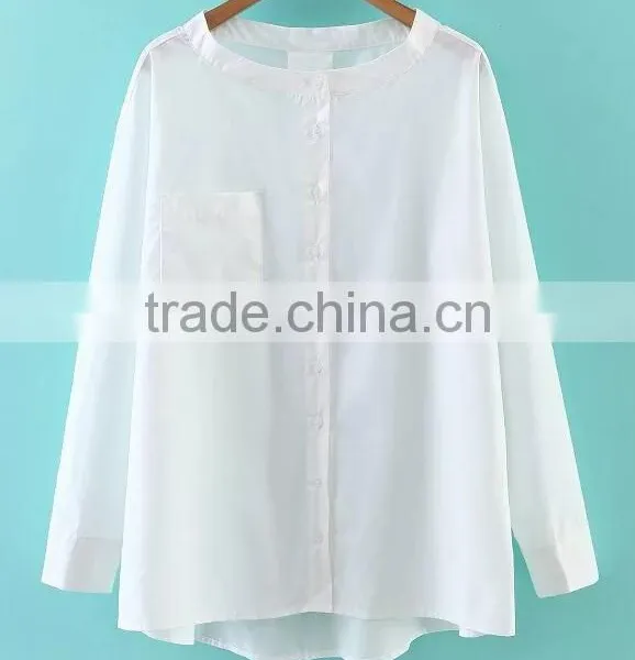 Runwaylover EY2345B Ladies Stand Collar Fashion Pure Color Blouse photo-4