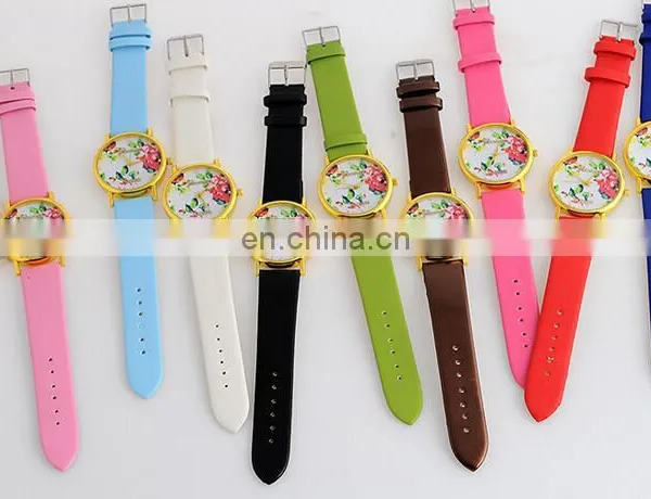 Women Quartz Watch Top Fashion Flower Female Clock Newly Design Simple Lady Dress PU Leather Watch photo-6