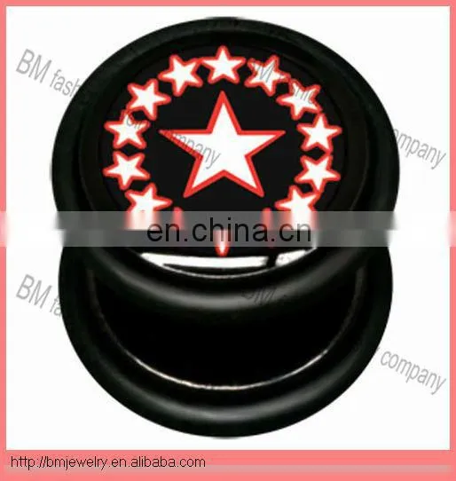 Pentagram Black Acrylic Crazy UV Ear Fake Plugs Wholesale Cheaper Cheater Body Piercing Jewelry