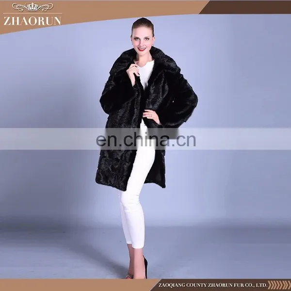 Low Price Winter Mink Fur Coat Ladies Long Type and Black Mink Fur Garment With Zipper Adjusted photo-5