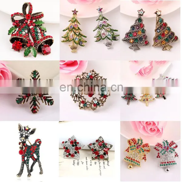 A038 Christmas Gifts Pins And Brooches For Women Small Bell Heart Rhinestone Brooch Female Bijoux photo-2