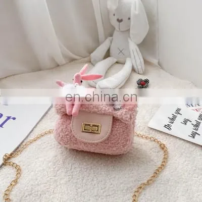 Korean Children's Bag Autumn / Winter 2020 New Shoulder Bag Cute Plush Rabbit Crossbar Fashion Small Fragrant Bag photo-5