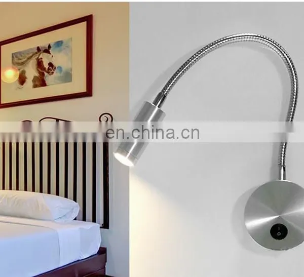 Hotel Home Bed Reading Light 3W Wall Mounted With On/Off Switch Warm Flexible Snake LED Reading Lamp photo-3
