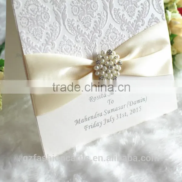 Luxury Jeweled Customized Flocking Fabric Wedding Invitation Card photo-6