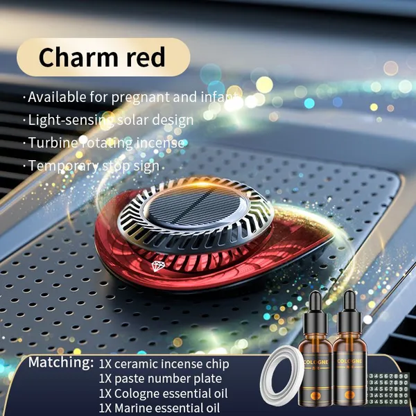 2022 Luxury Solar Power Rotate Aroma Car Perfume Diffuser Scent Air Freshener Aromatherapy Hidden Temporary Phone Number Interior Accessories photo-5
