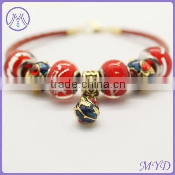 Shamballa Leather Wrap Bracelet Wholesale With Bali Bead photo-3