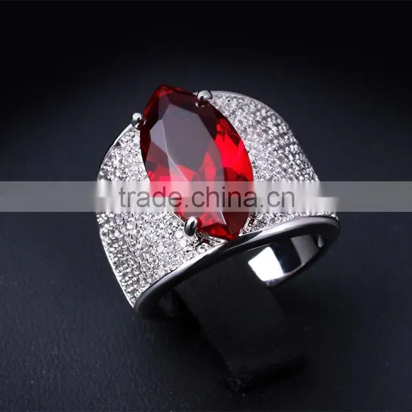 Dongguan Factory Direct Cocktail Jewelry Color Stone Zircon Red Blue Green Ring photo-4