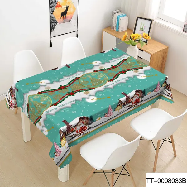 Customized Size 4 Colorsof Rectangle Disposable Plastic Tablecloth for Christmas Tablecloth photo-3