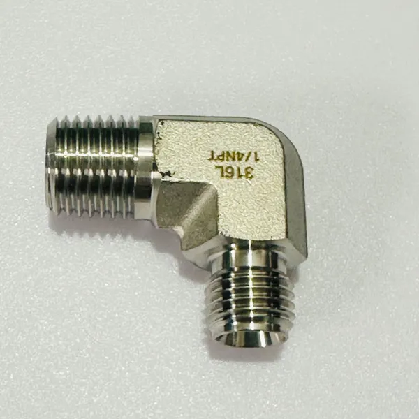 Precision Machined Male NPT to Compression Elbow Fitting for Industrial Automation