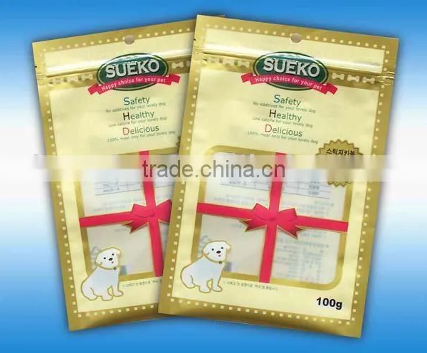 Plastic Zipper Laminated Bag Chicken Jerky Dog Food Snack Packaging