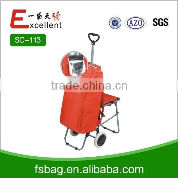 Shopping Trolley Bag With Chair and Cooler Function