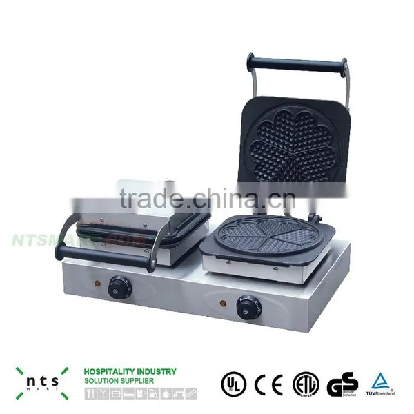 Fast Food Restaurant Design 2 Plate Enamel Coating Electric Waffle Baker photo-3