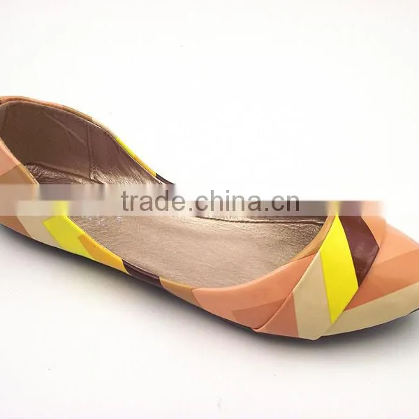 2016 Wholesale Factory Price Special Leather Multicolor Lady Flat Shoes in Stock photo-2
