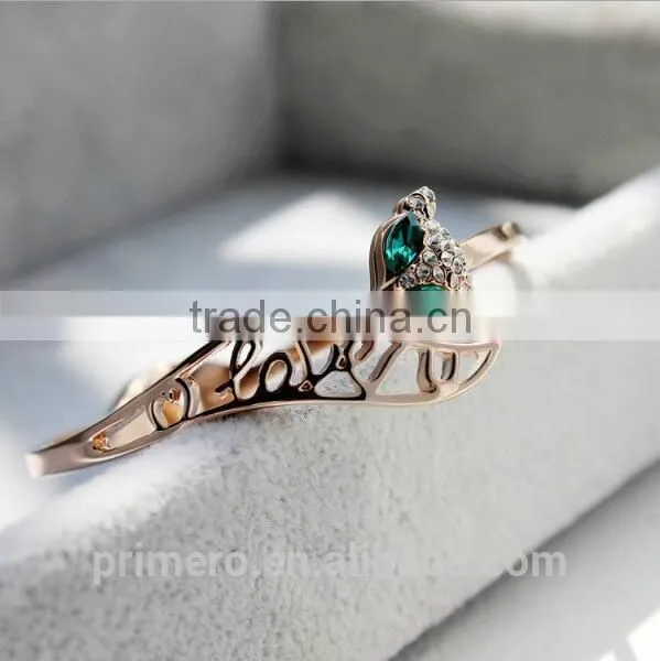Genuine Austrian Crystals Gold Plated Fox Bangle Bracelet Jewelry photo-4