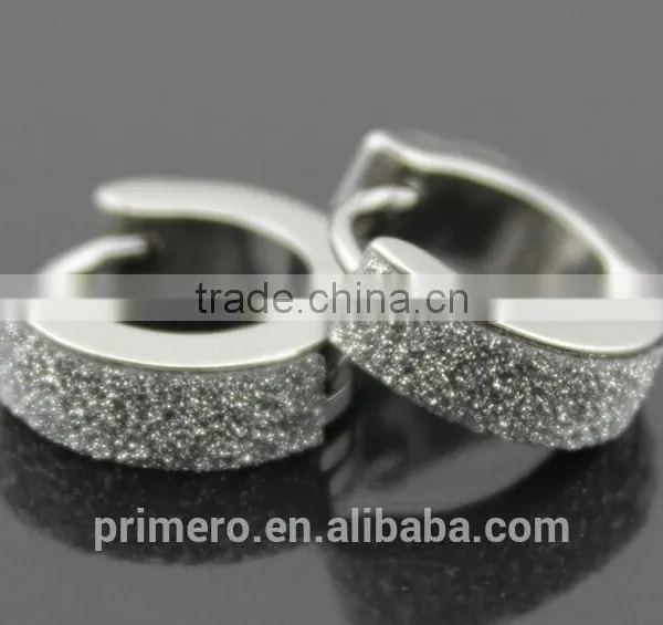 Stainless Steel Huggies Hoop Earrings With Charm Elegant Matte Wholesale Black Silver photo-5