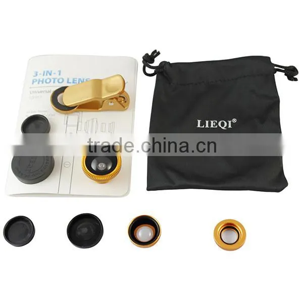 3 In1 0.65 X Wide Angle Macro 180degree Fisheye Lens for Mobile Phone Tablet Camera photo-6