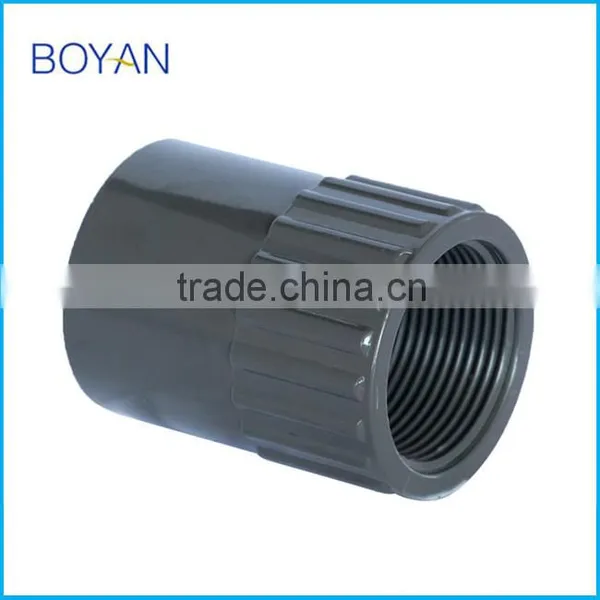 China Products BOYAN PVC UPVC ASTM SCH80 Grey Pipe Fitting Thread Coupling Female Universal Adapter photo-2