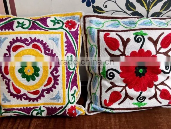 100% Cotton Colorful Suzani Hand Embroidery Cushion Covers Pillow Covers photo-2