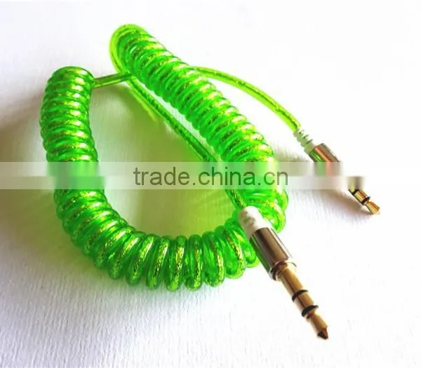 Flexible Dc3.5m to Dc3.5m Spiral Metal Transperant Cable Extend Stereo Audio Aux Cable photo-4