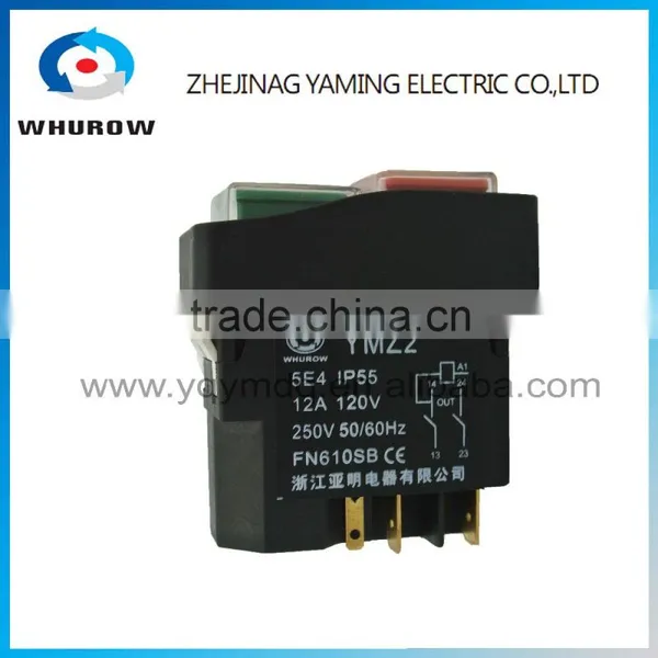 Ignition Momentary Press Push Button Switch YCZ2 Emergency Stop 5 Pin 12A 120V IP55 250V On Off Red Green Sign Wiring Brass Feet photo-2
