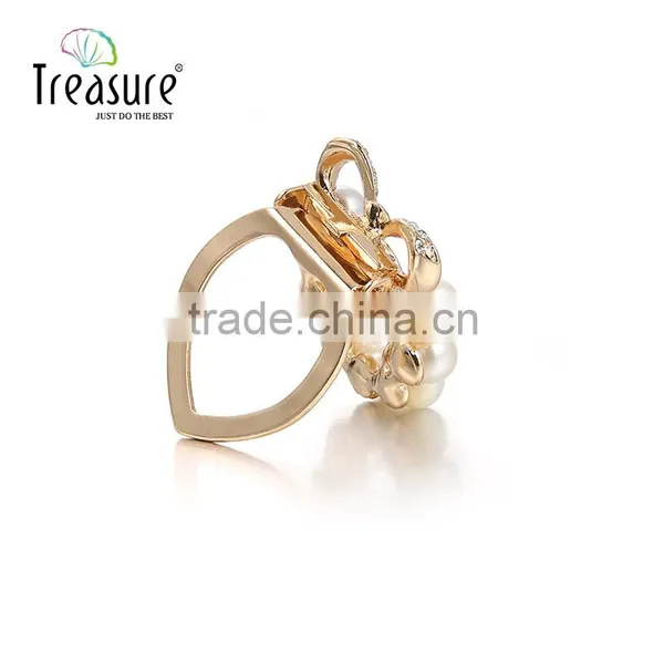 Fashion 2016 Golden Alloy Pearl and Rhinestone Cute Bowknot Brooch Jewelry photo-4