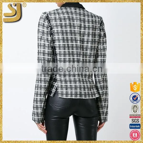 Spring Autumn 2016 Women American Style Plaid Blazers Lady Formal Outwear Coats Slim Fit Jacket Quality Choice photo-4