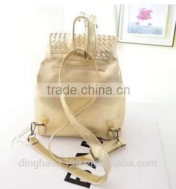 New Design White Backpack Knit Lines Leather Backpack Fashion Hot Sale Backpack photo-2