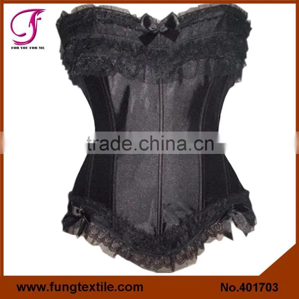 401705 Sexy Girls Lace Ribbon Satin Purple Corset photo-4