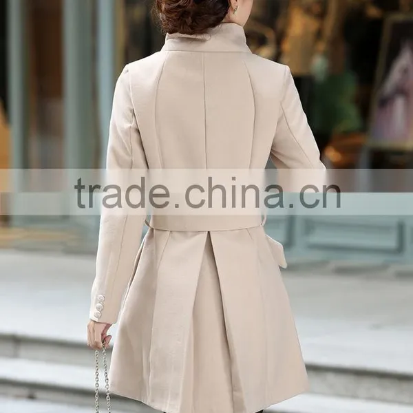Fashion Trench Coats Women Trench Coat for Woman Wear Casual Woolen Slim Side Pocket Button Sash Women Fashion Winter Coats photo-4